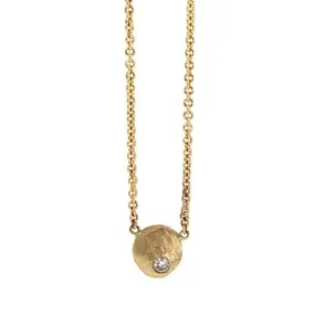 Gold Diamond Disc Necklace