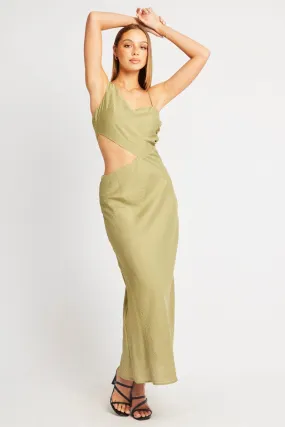 Green Maxi Dress Cut Out Detail