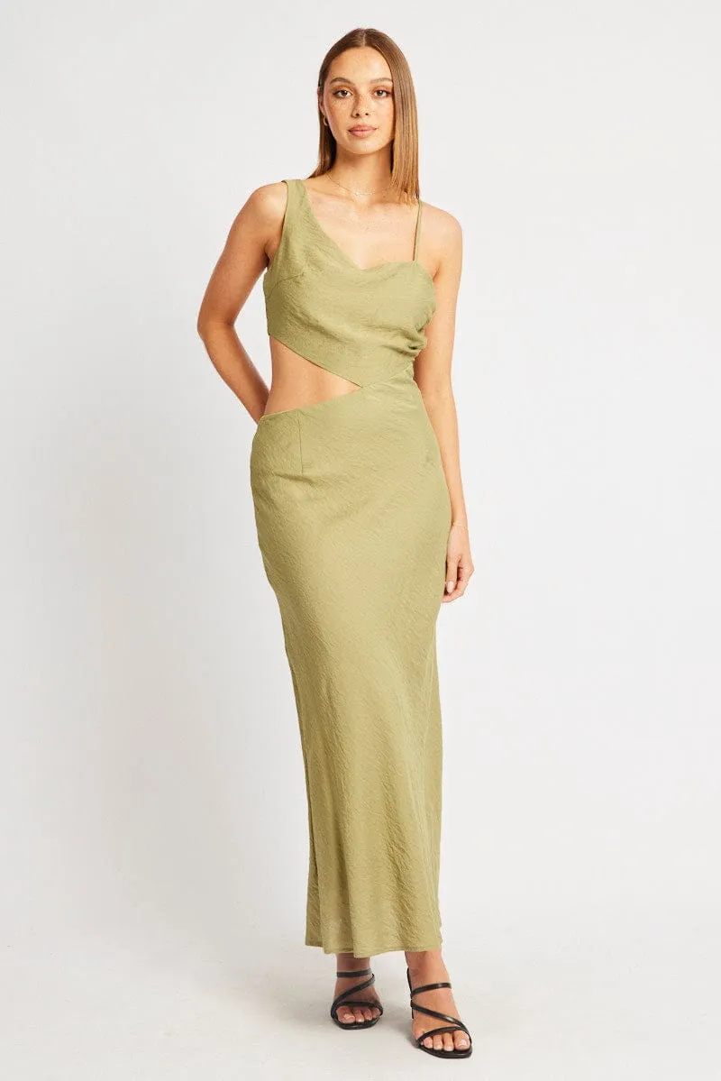 Green Maxi Dress Cut Out Detail