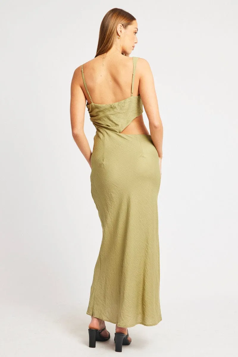 Green Maxi Dress Cut Out Detail