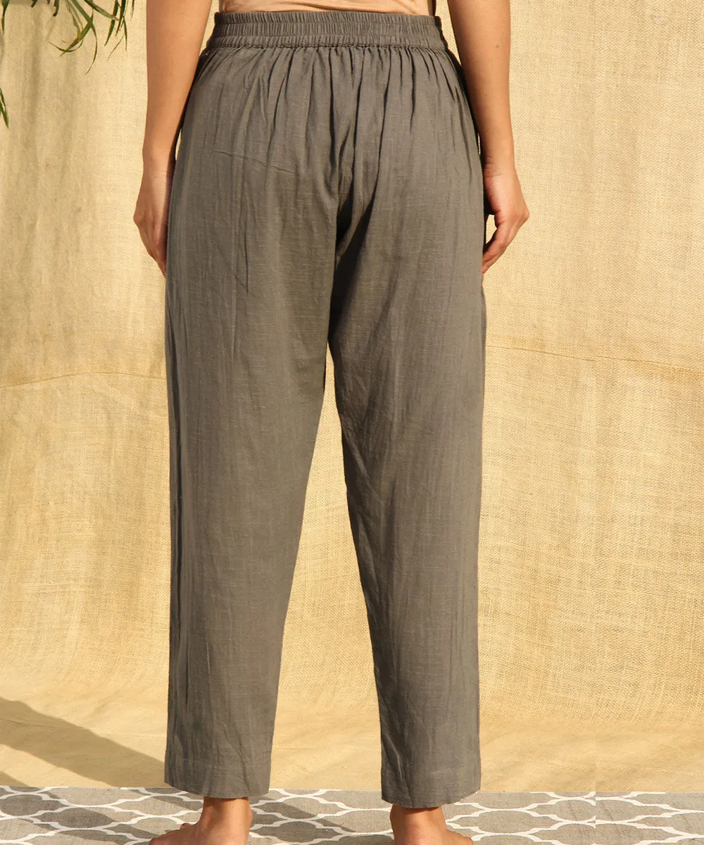 Grey handwoven cotton slub pant