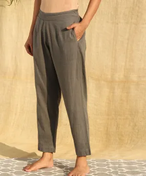 Grey handwoven cotton slub pant