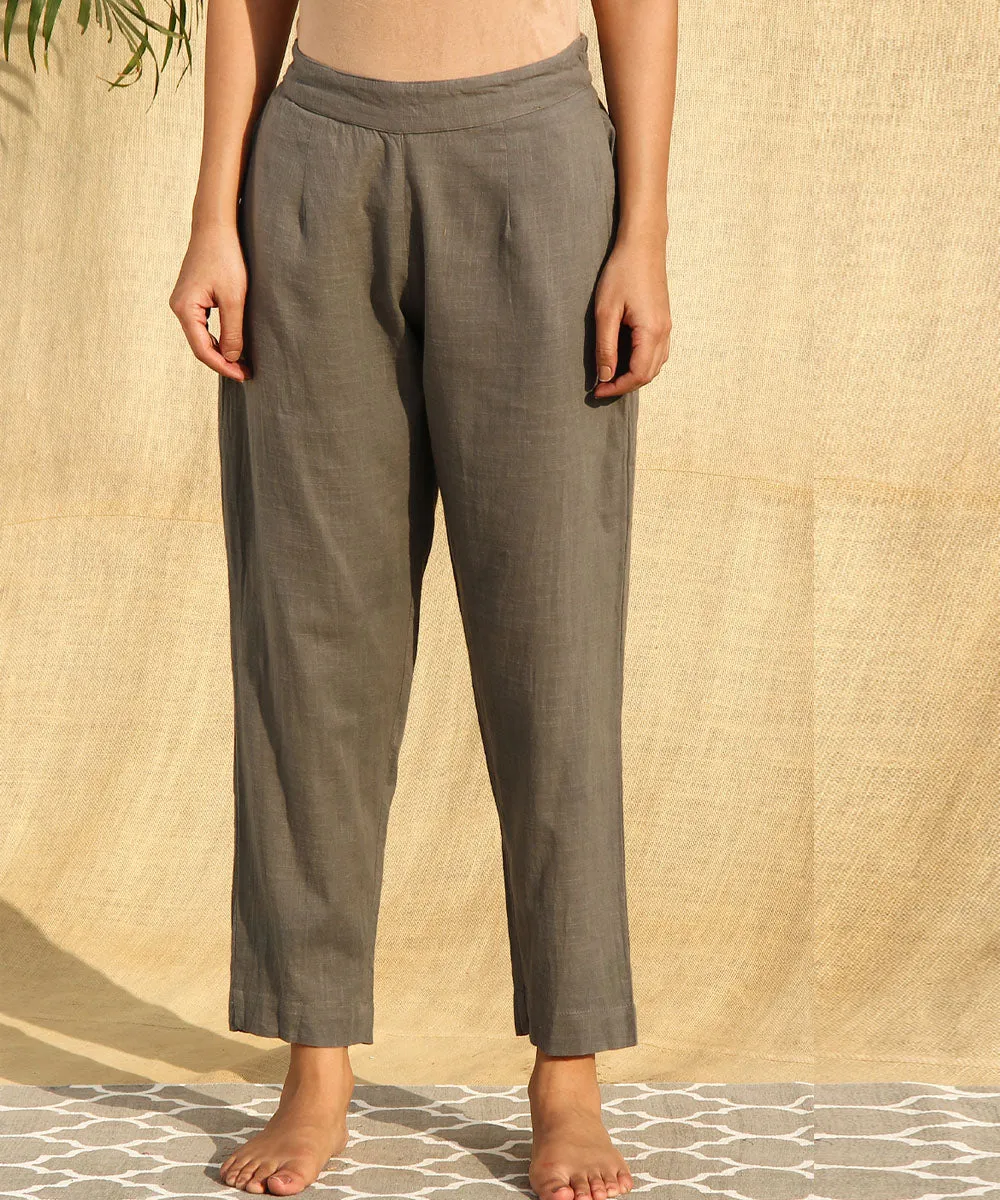 Grey handwoven cotton slub pant