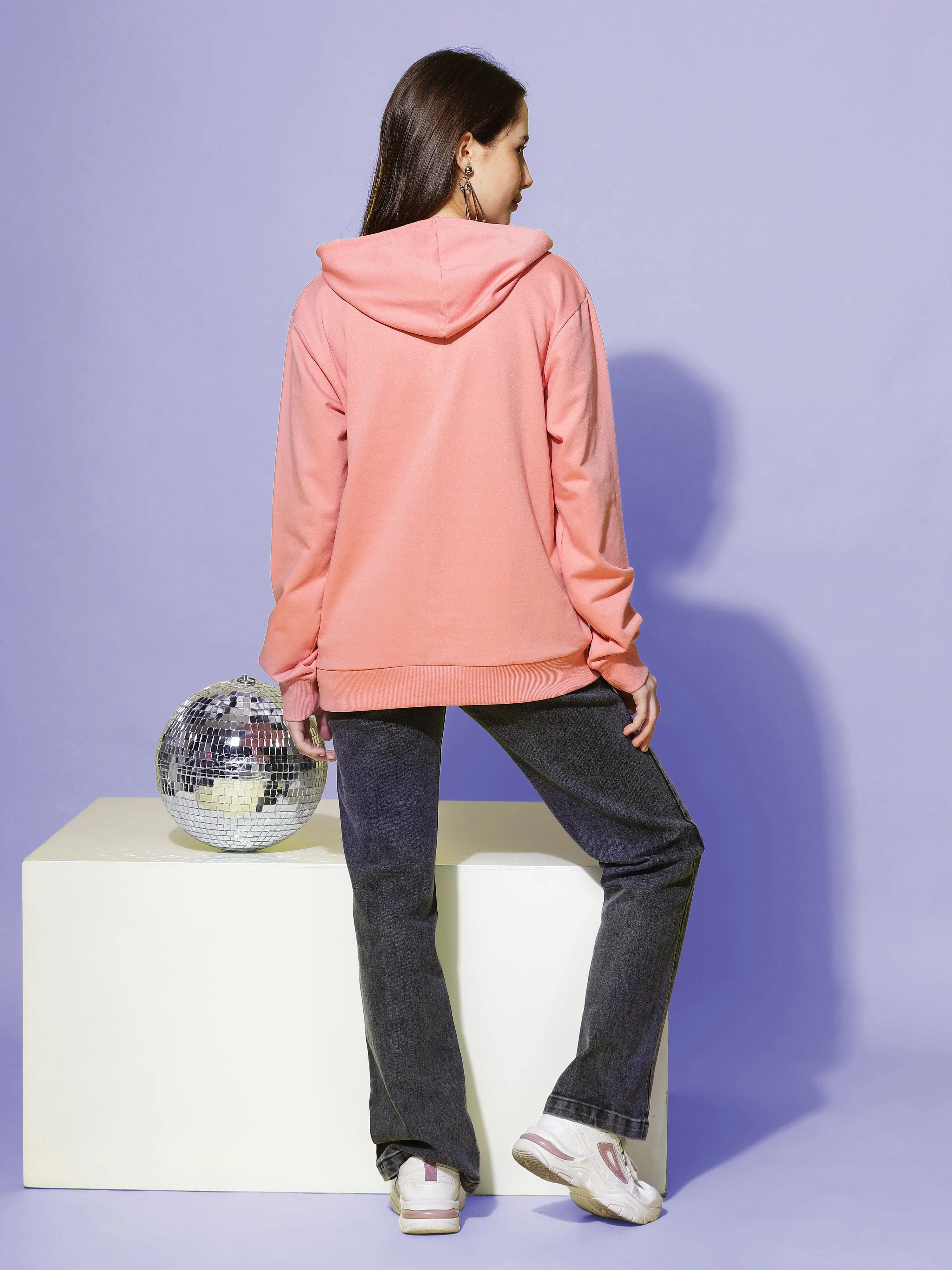 Hosiery Cotton Hoodie Peach