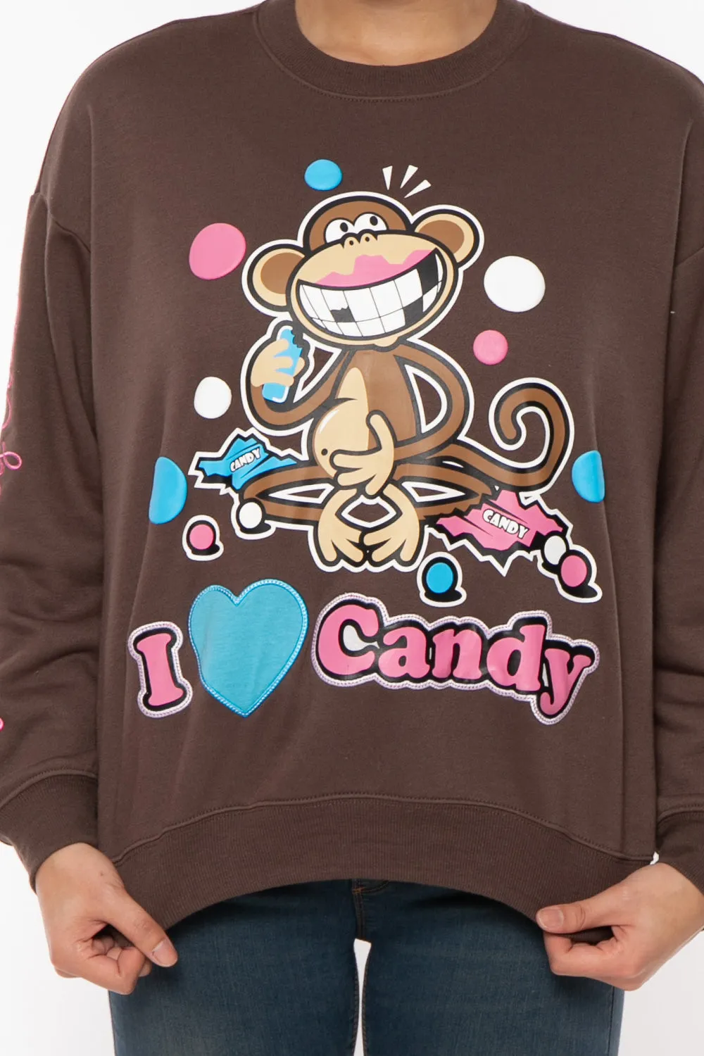 I Love Candy - Bobby Jack Oversized Premium Sweatshirt - Brown