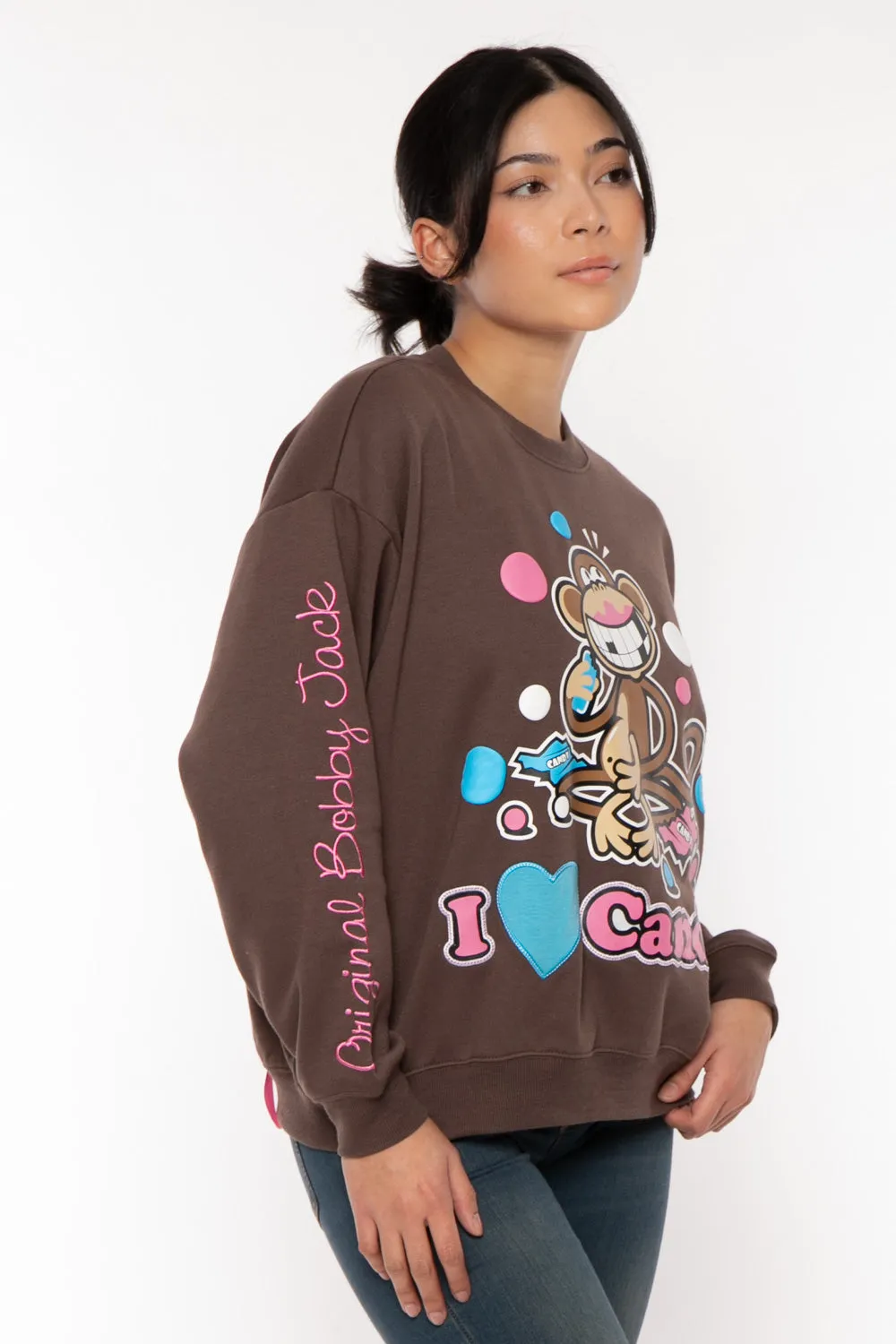 I Love Candy - Bobby Jack Oversized Premium Sweatshirt - Brown