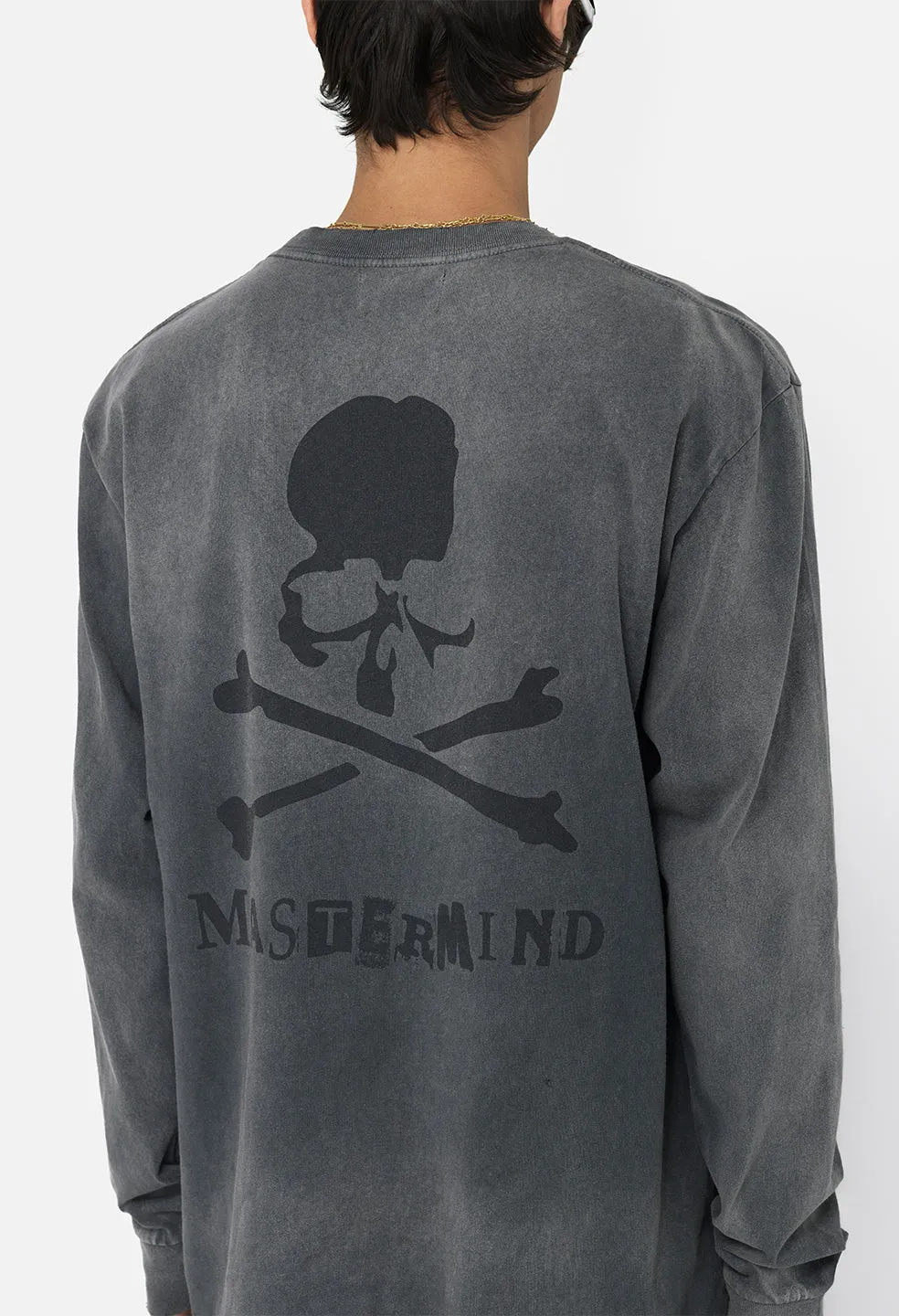 JE X Mastermind Ls Vintage Rock Tee / Washed Black