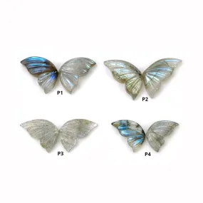 LABRADORITE Gemstone Carving : Natural Untreated Unheated Labradorite Gemstone Hand Carved Butterfly Pair (With Video)