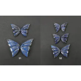 LABRADORITE Gemstone Carving : Natural Untreated Unheated Labradorite Hand Carved Butterfly Sets