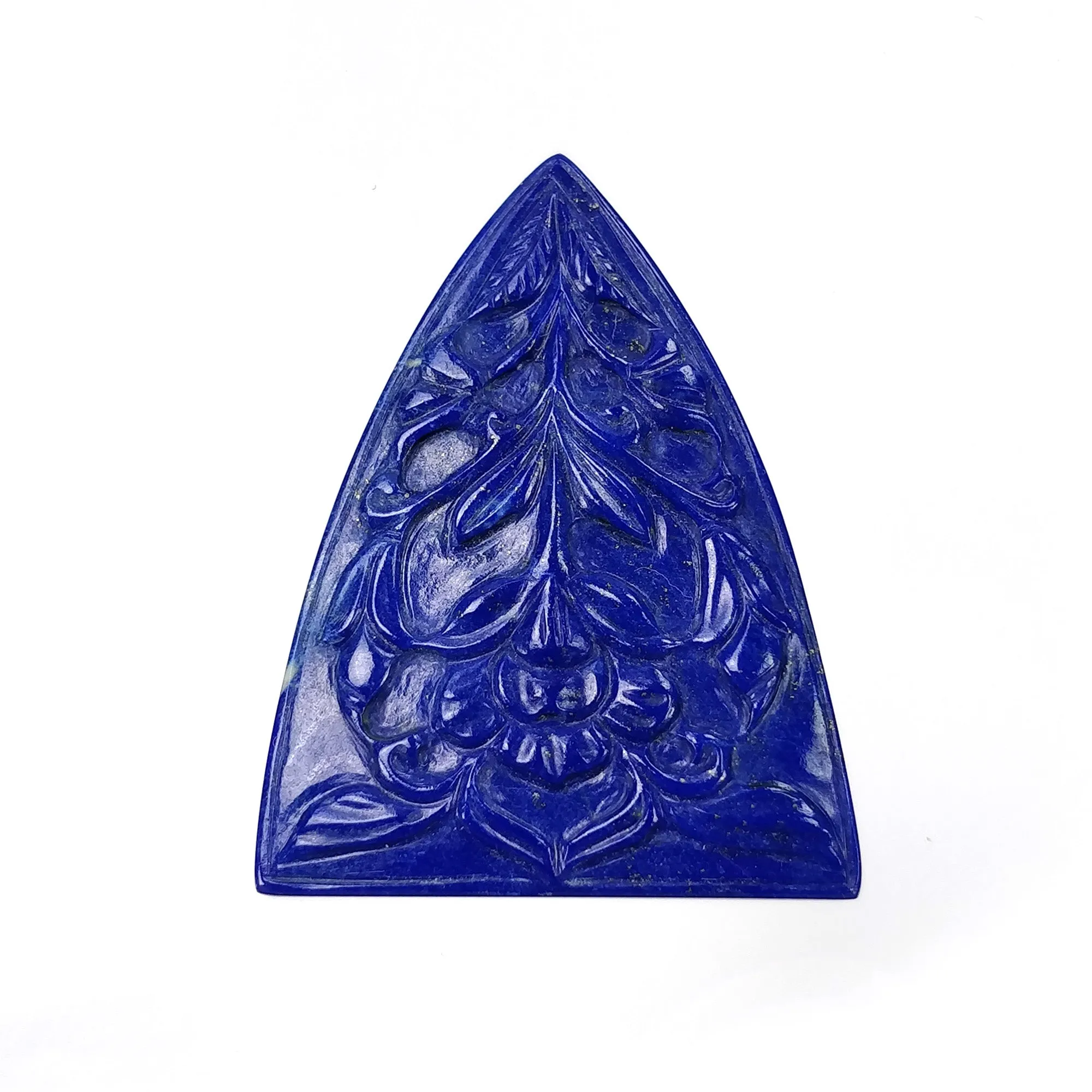 LAPIS LAZULI Gemstone Carving : 41.85cts Natural Untreated Blue Lapis Hand Carved Trillion Shape 44*33mm