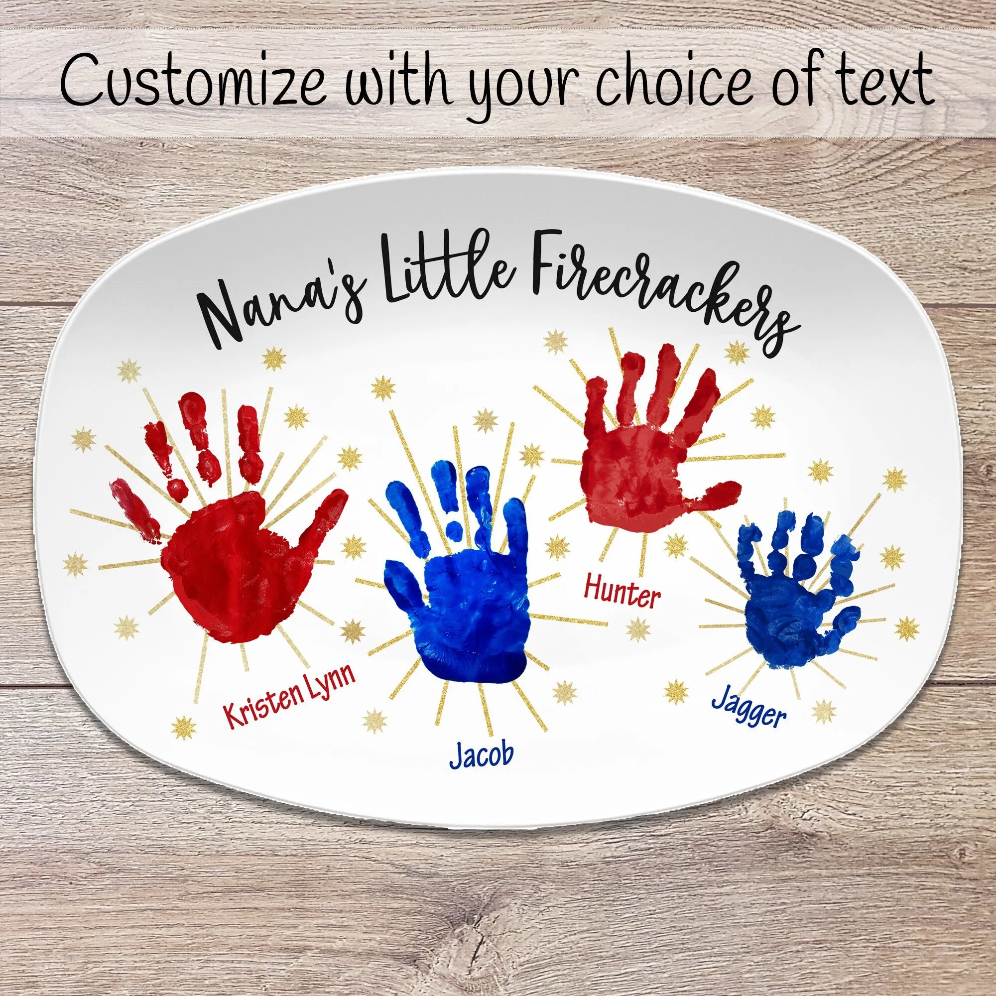 Little Firecrackers Handprint Custom Platter