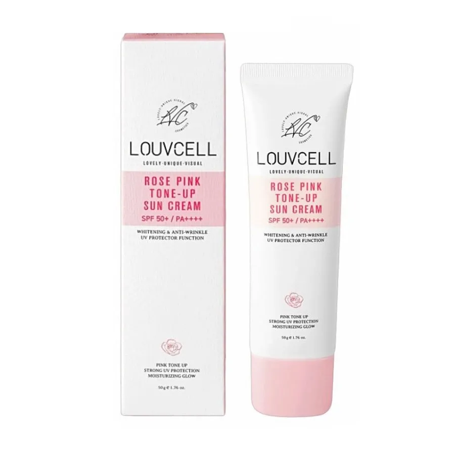 Louvcell Rose Pink Tone Up Sun Creams Instant Whitening Sunscreens Facial Sunblock Makeup Base Moisture SPF 50 / Pa    