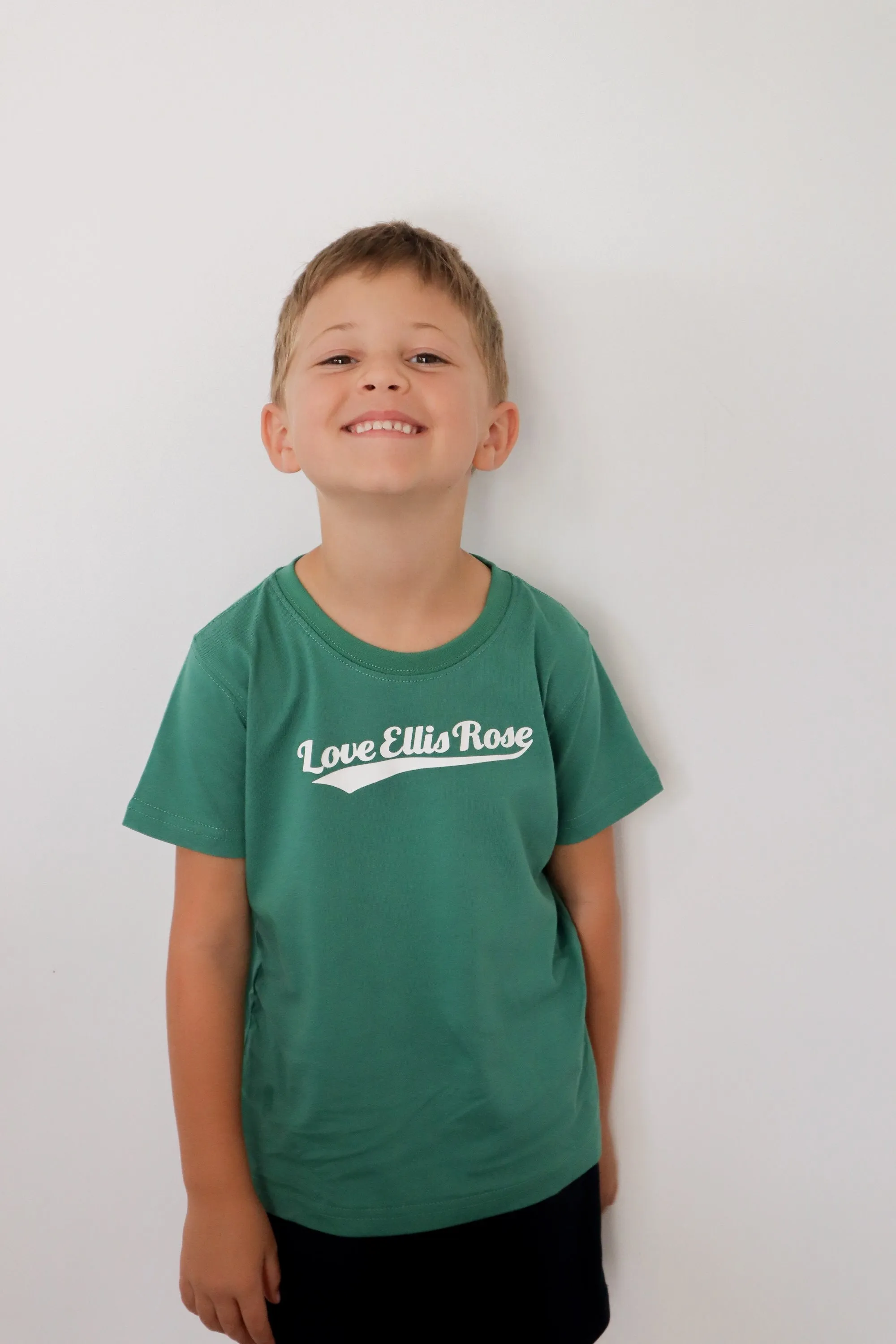 Love Ellis Rose Graphic Kids Tee - Green & White