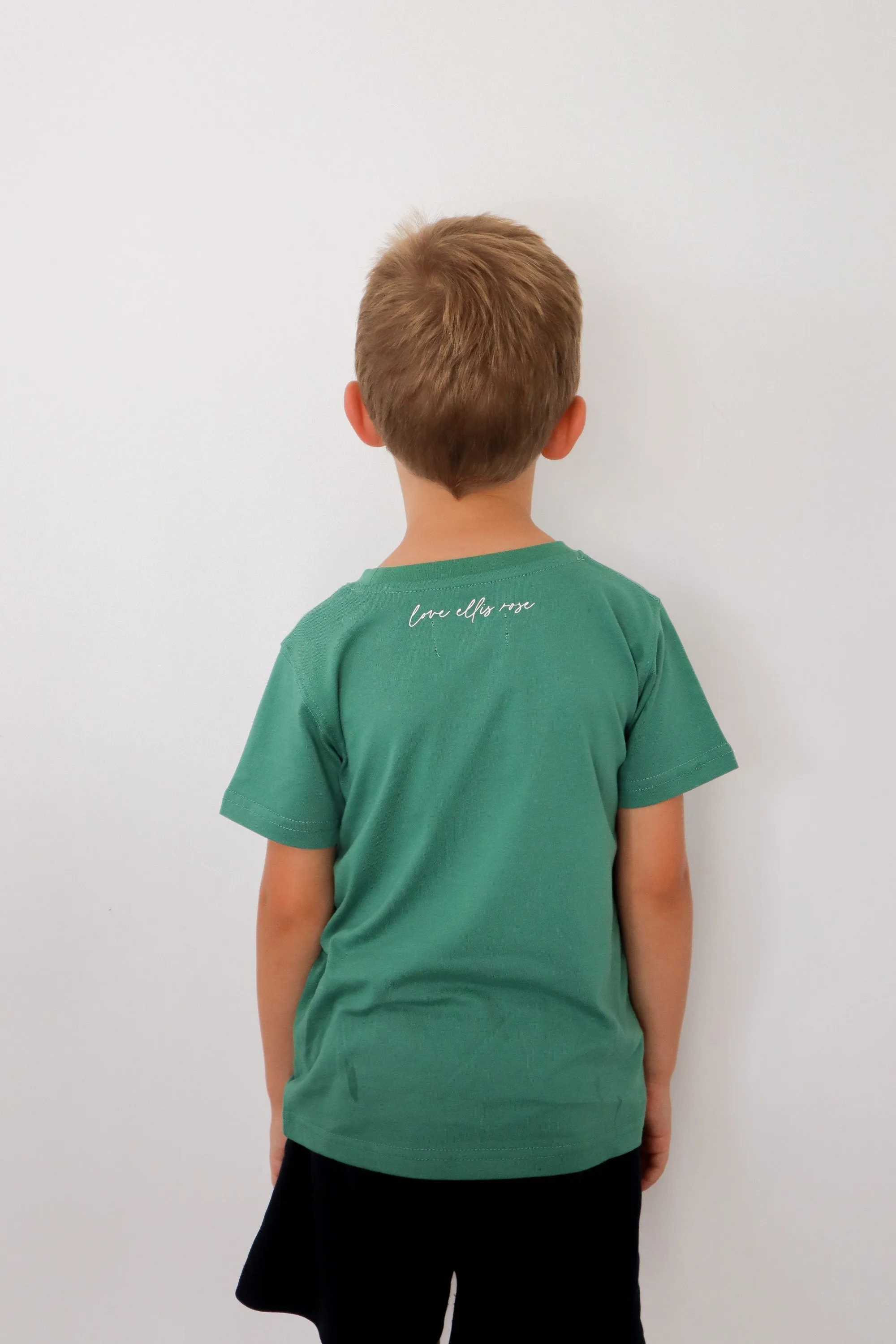 Love Ellis Rose Graphic Kids Tee - Green & White