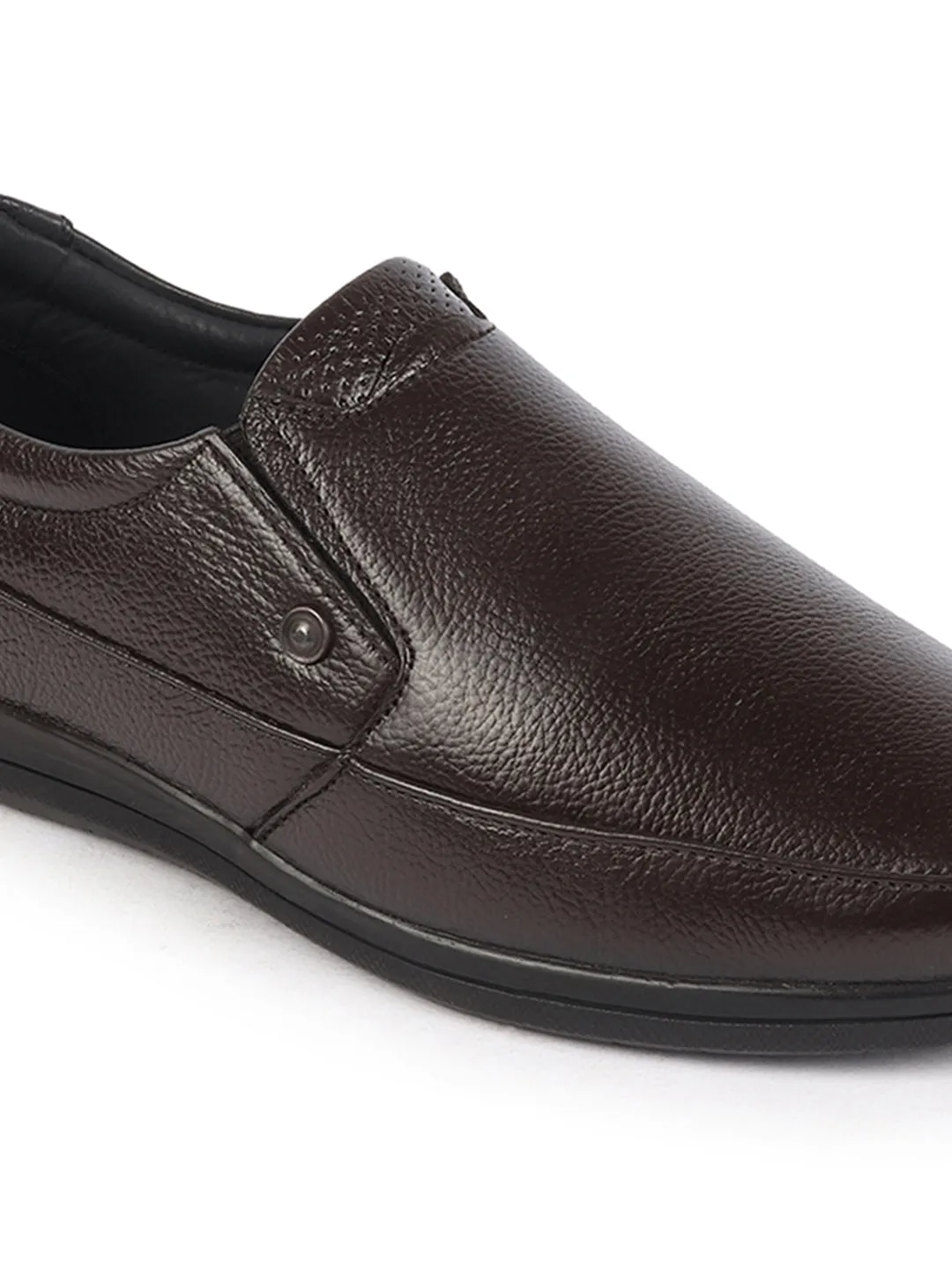 Men Brown Formal Office Genuine Leather Slip On Shoes