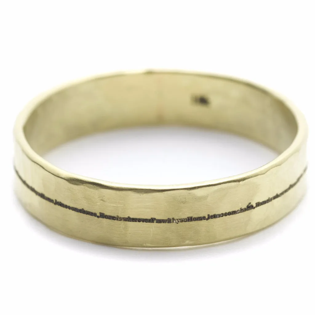 Men's hammered band engraved with secret personal message