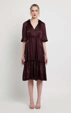 Nina Silk Dress - Bordeaux