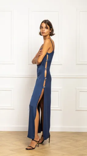 Odysee Silk Maxi Dress Navy Blue