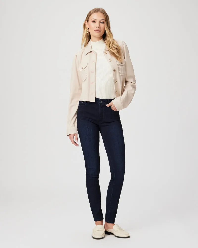 PAIGE Cropped Pacey Denim Jacket w Raw Hem - Soft Beige