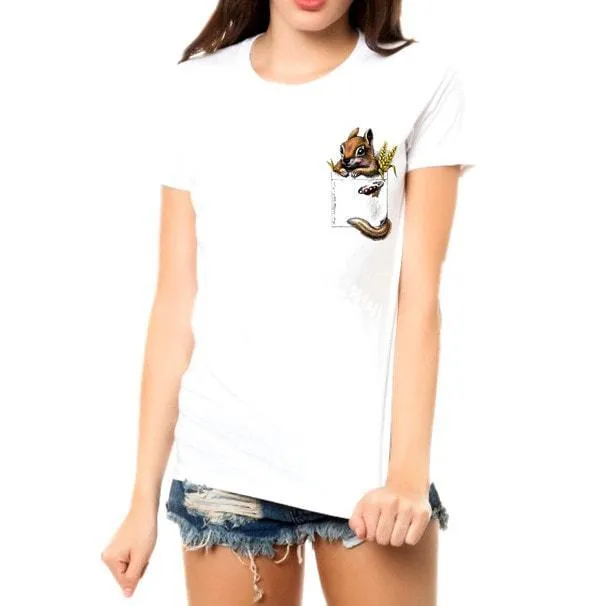 Peek a Boo Squirrel in Your Pocket Graphic Tee T-Shirt in White | DOTOLY