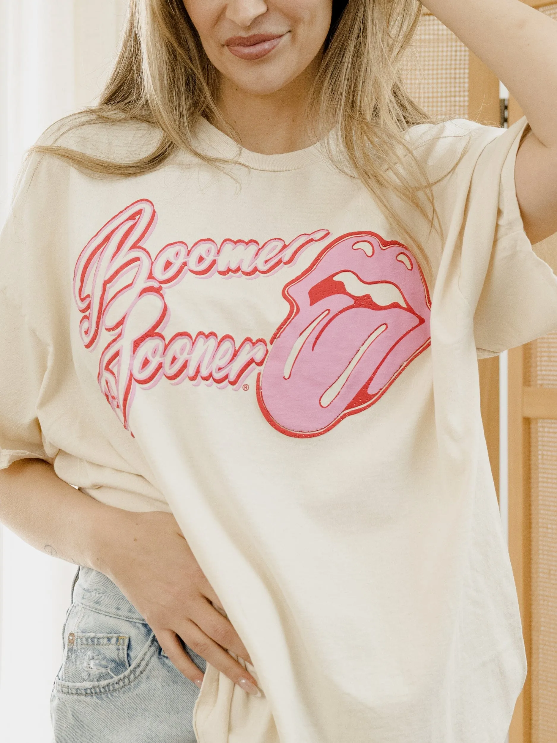 Rolling Stones OU Malibu Puff Ink Off White Thrifted Tee