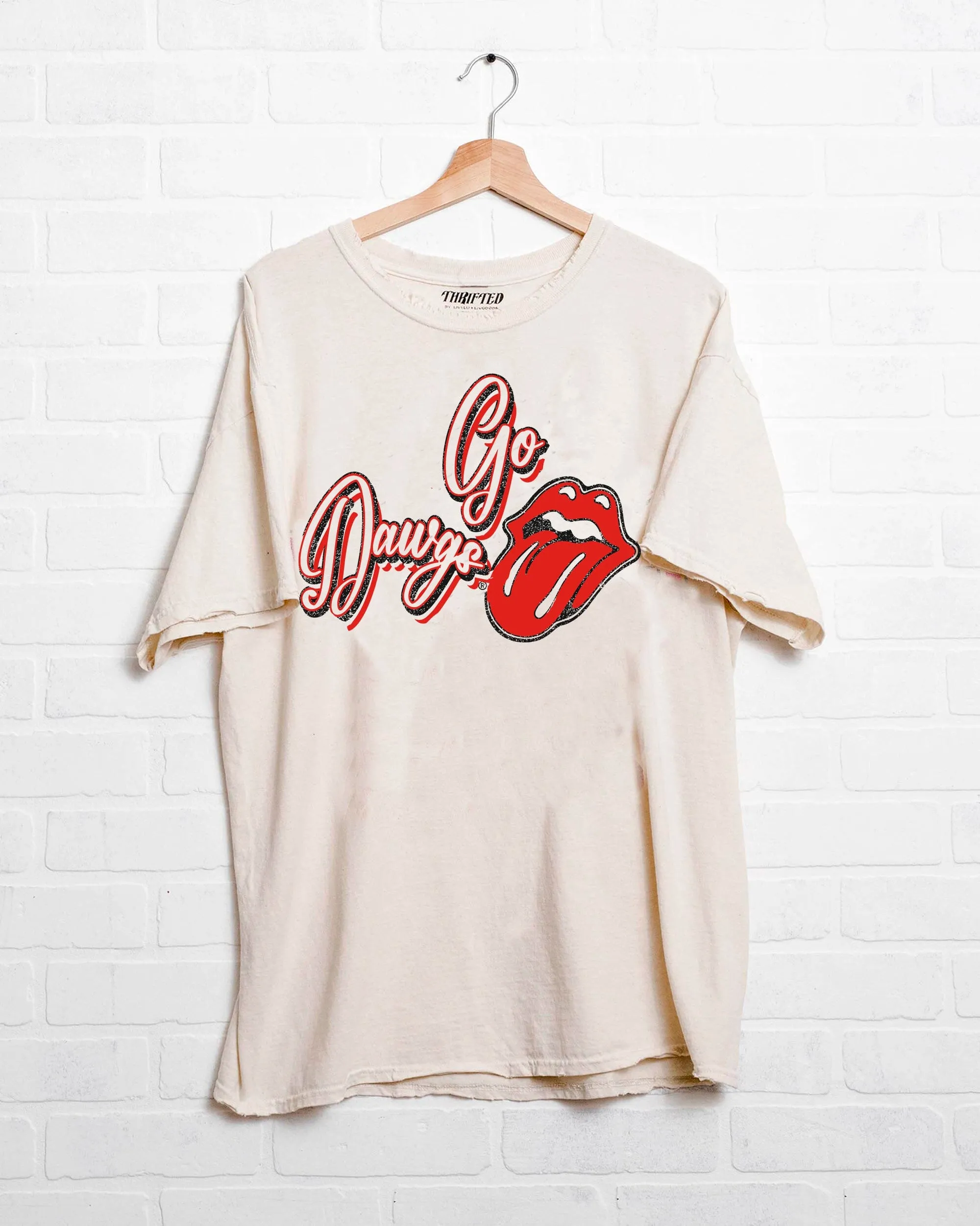 Rolling Stones UGA Bulldogs Malibu Puff Ink Off White Thrifted Tee