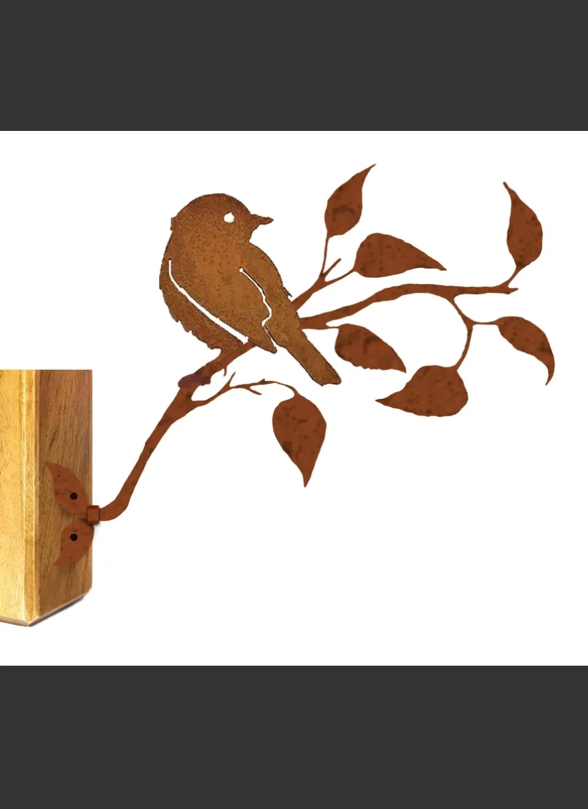 Rustic Bird On Branch Garden Art