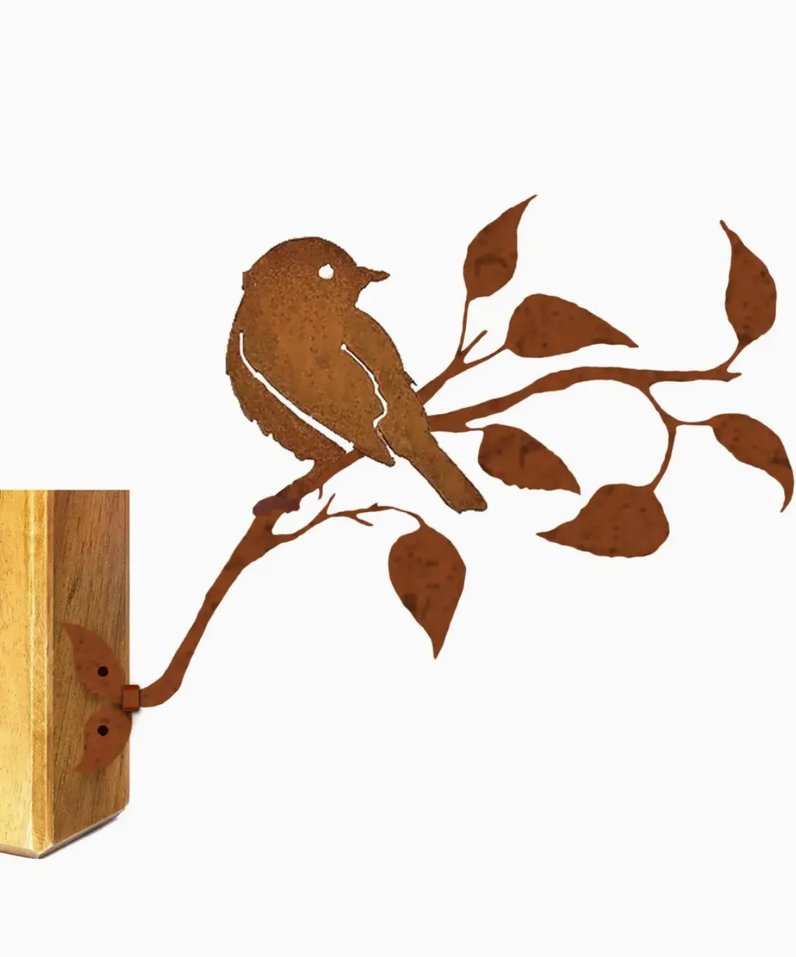 Rustic Bird On Branch Garden Art