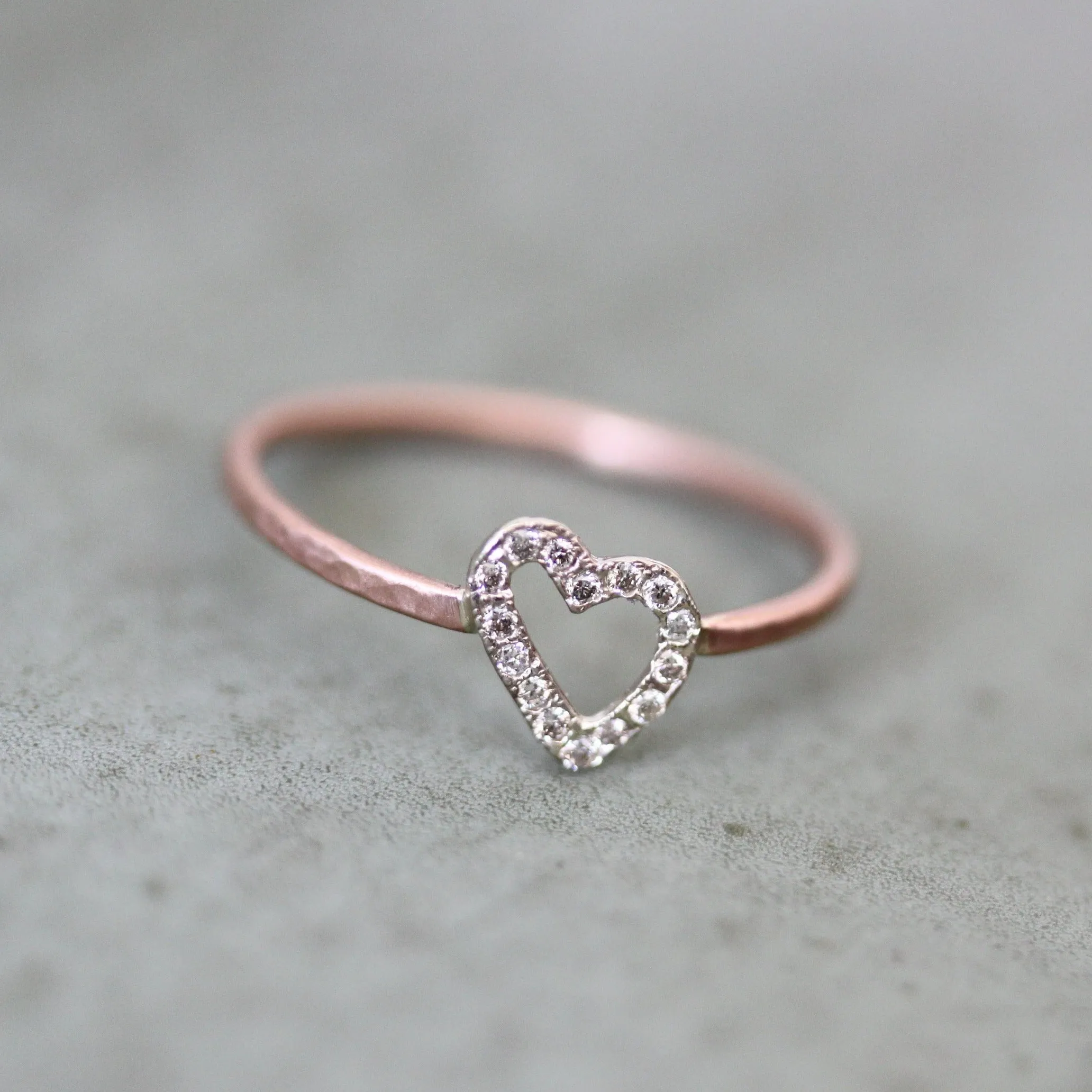 Slanted Heart Pave Diamond Ring