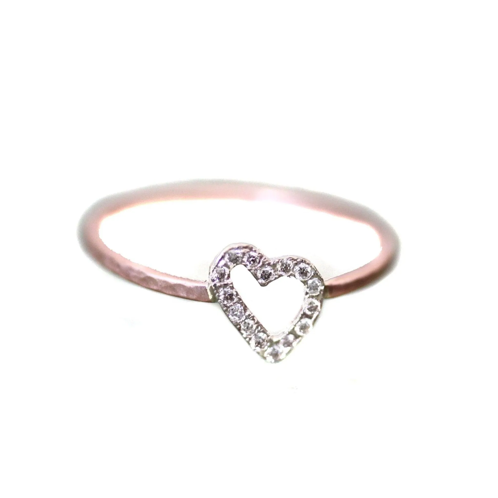 Slanted Heart Pave Diamond Ring