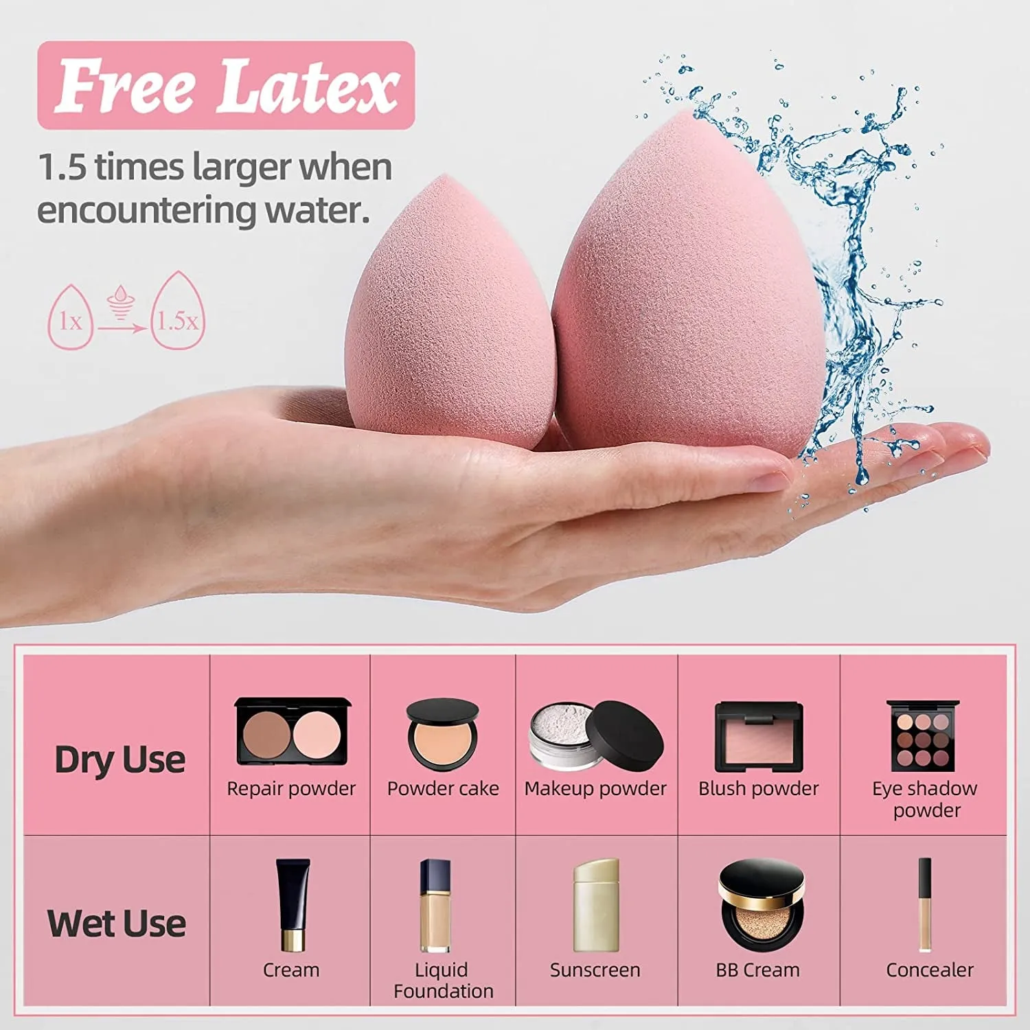 Spring Makeup Sponge Set  Blender Sponges 7 Pcs for Liquid