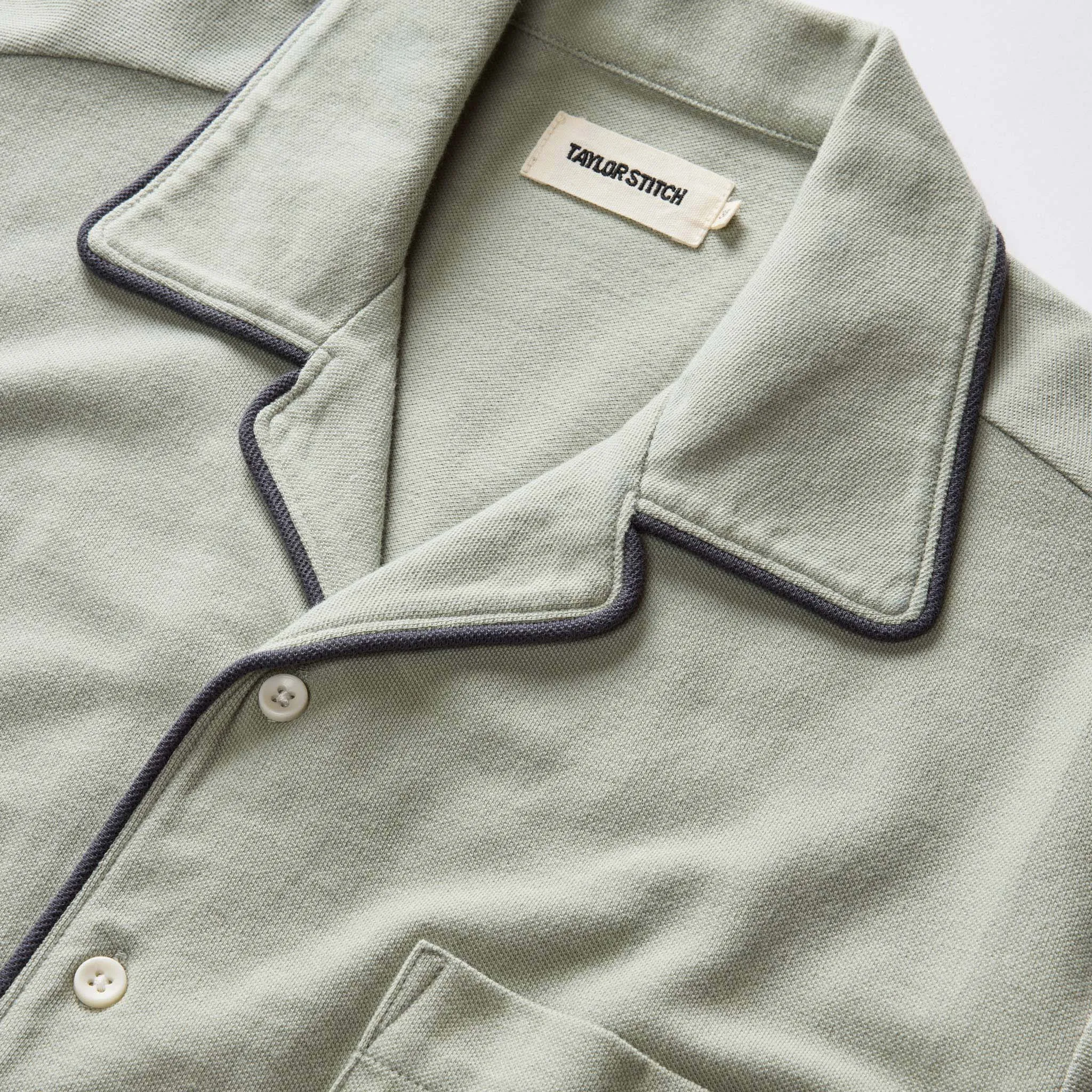 The Harwich Shirt in Surf Green Tipped Pique