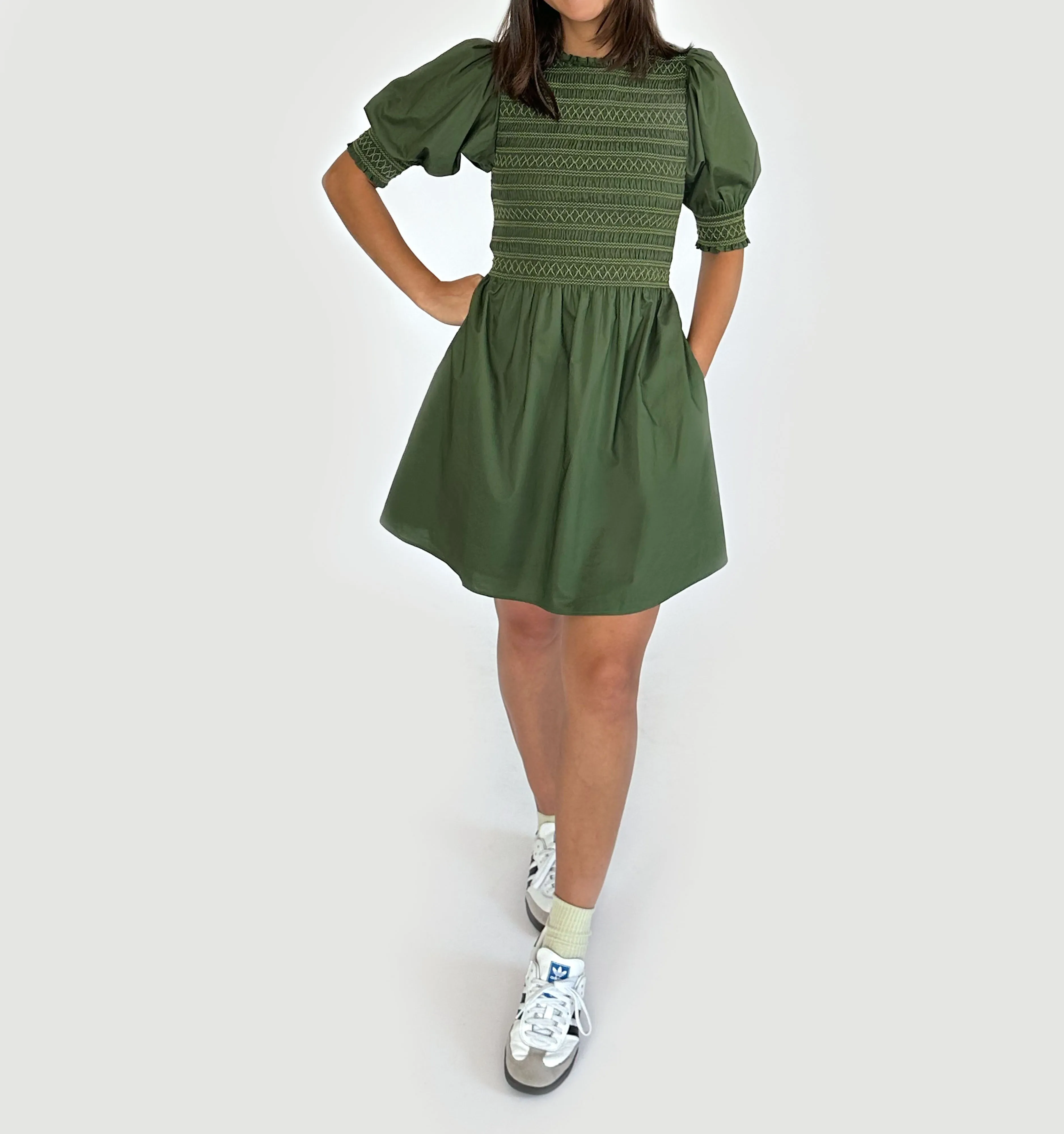 The Vivi Nap Dress - Leaf Green Cotton