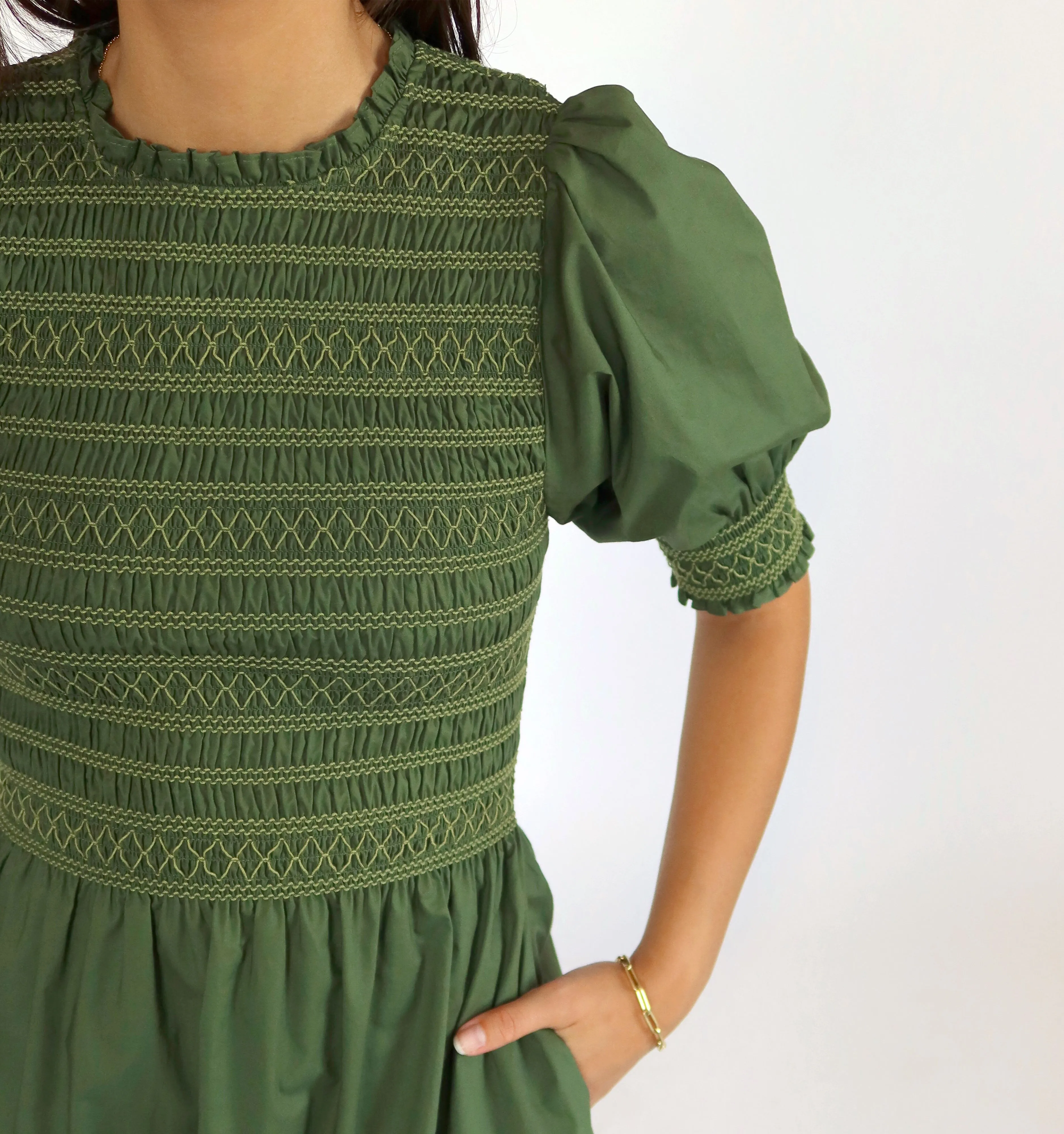 The Vivi Nap Dress - Leaf Green Cotton