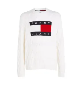 TMJ RLX Flag Cable Knit Sweater - Ancient White