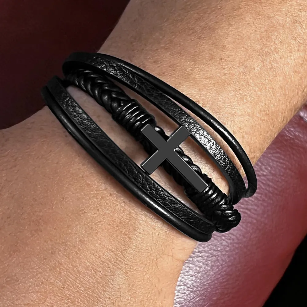 To My Man Men's Cross Bracelet - My Love, My One and Only Men's Cross Bracelet