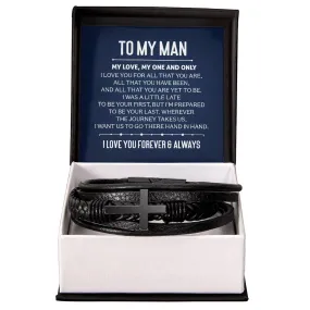 To My Man Men's Cross Bracelet - My Love, My One and Only Men's Cross Bracelet