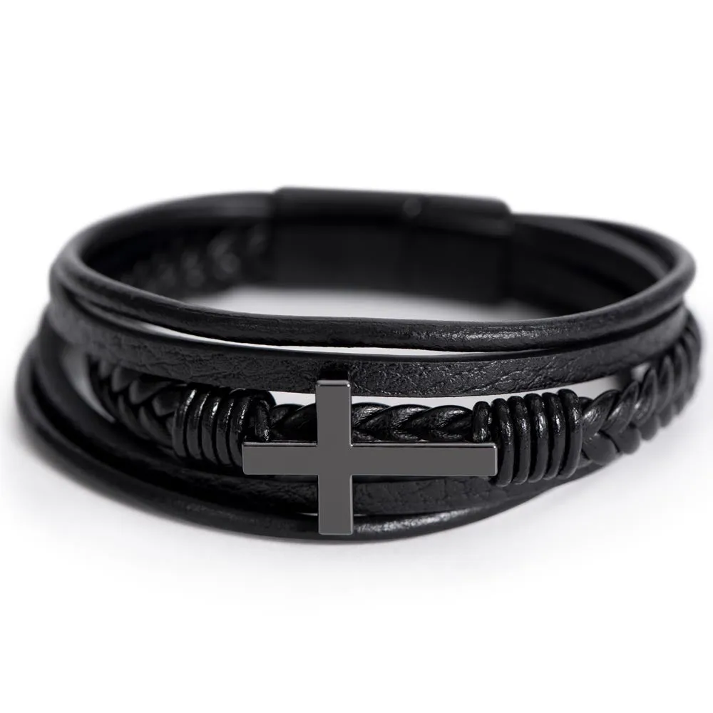 To My Man Men's Cross Bracelet - My Love, My One and Only Men's Cross Bracelet