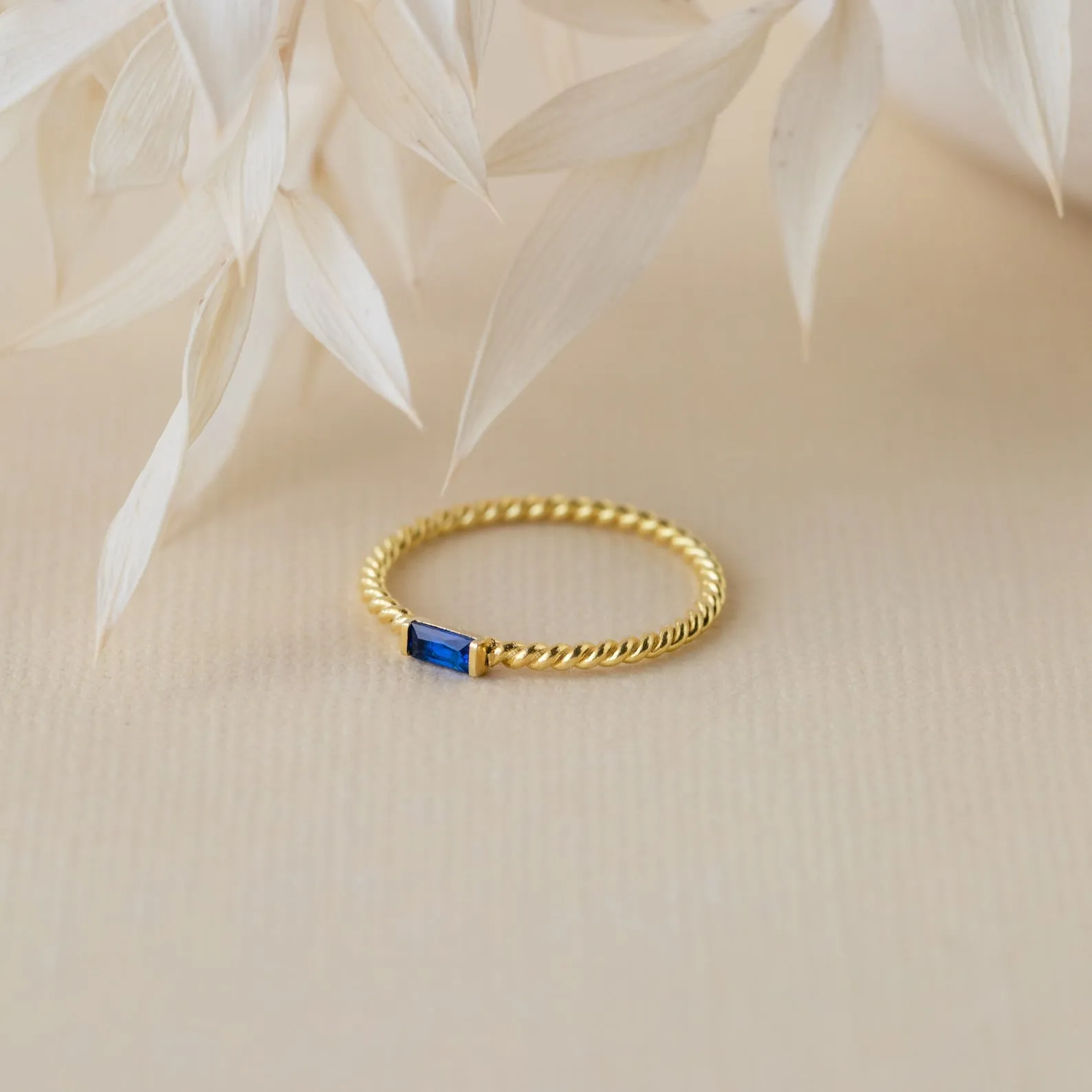 Twist Baguette Birthstone Ring