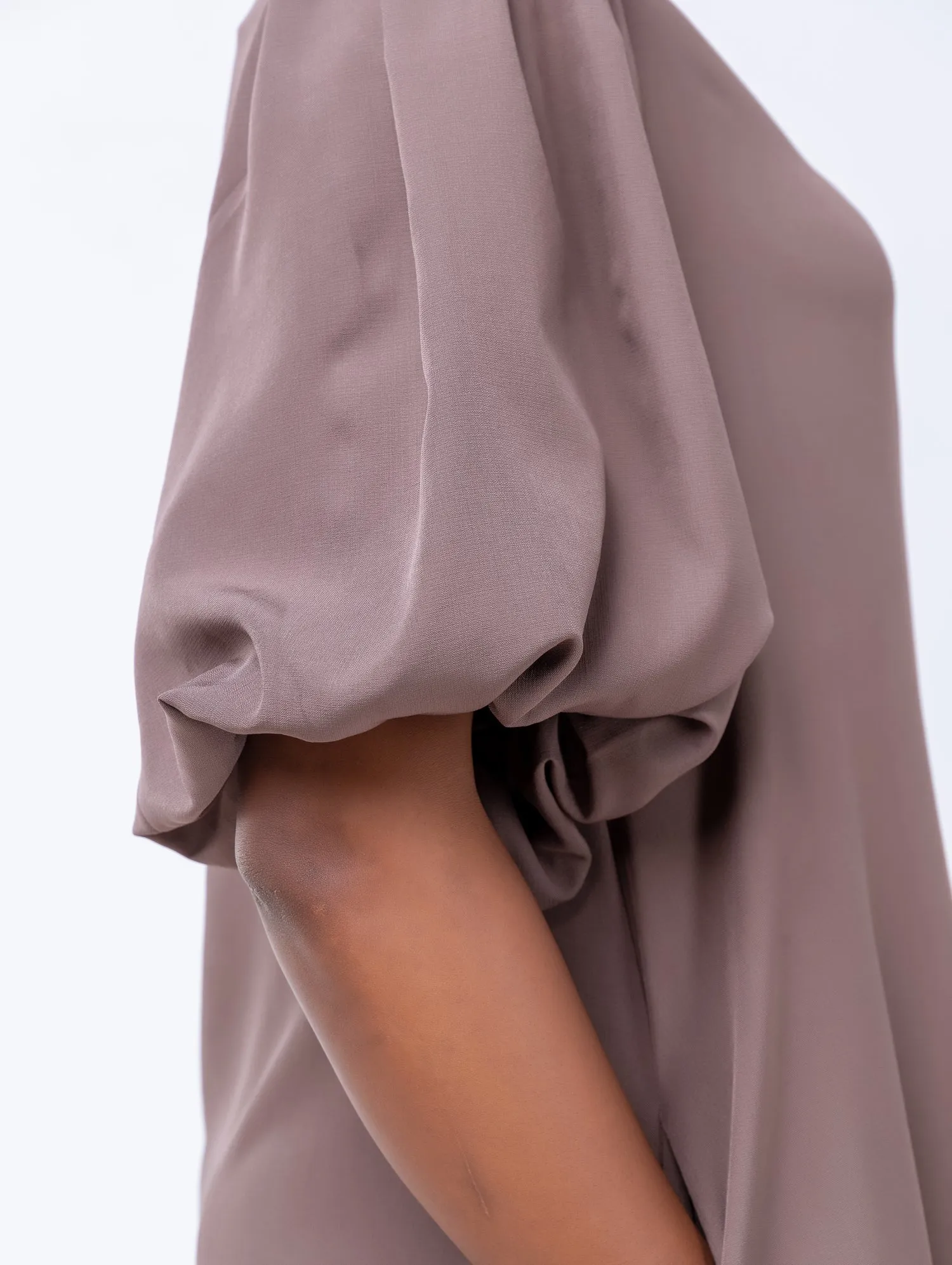 Vivo Esna Puff Sleeve Tent Dress - Dark Taupe