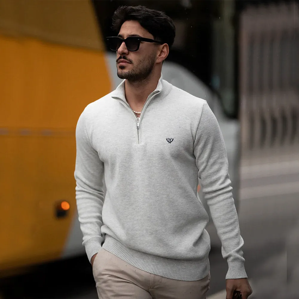 Walker & Hunt - Snow Grey Knitted 1/4 Zip