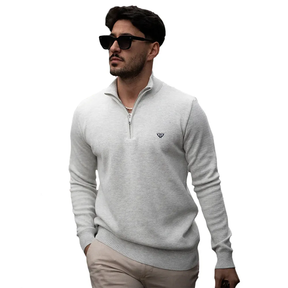 Walker & Hunt - Snow Grey Knitted 1/4 Zip