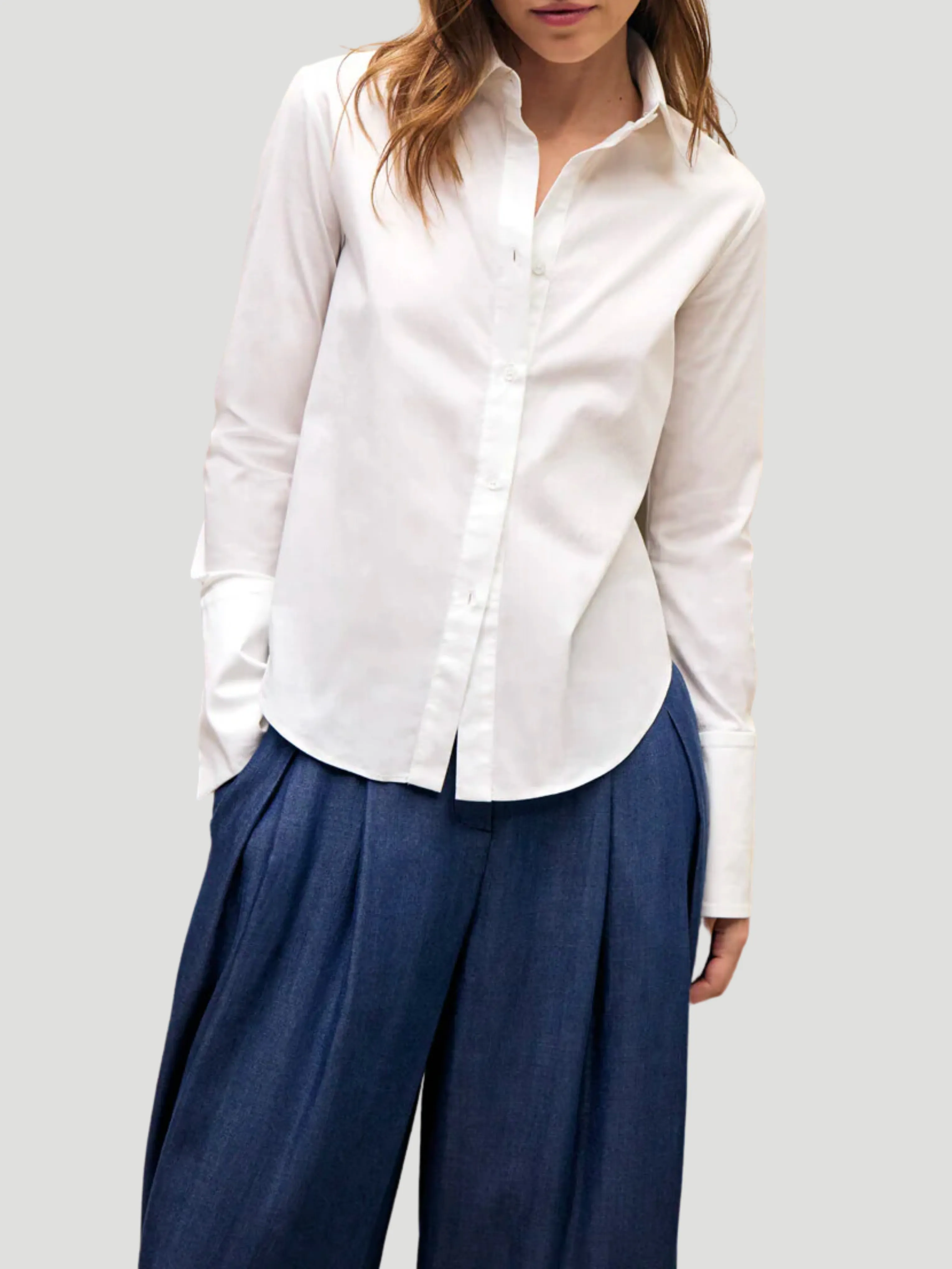 White Cotton Poplin Bessette Shirt