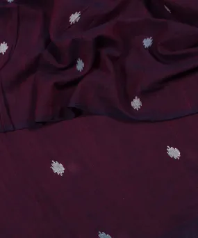 Wine handwoven jamdani cotton fabric