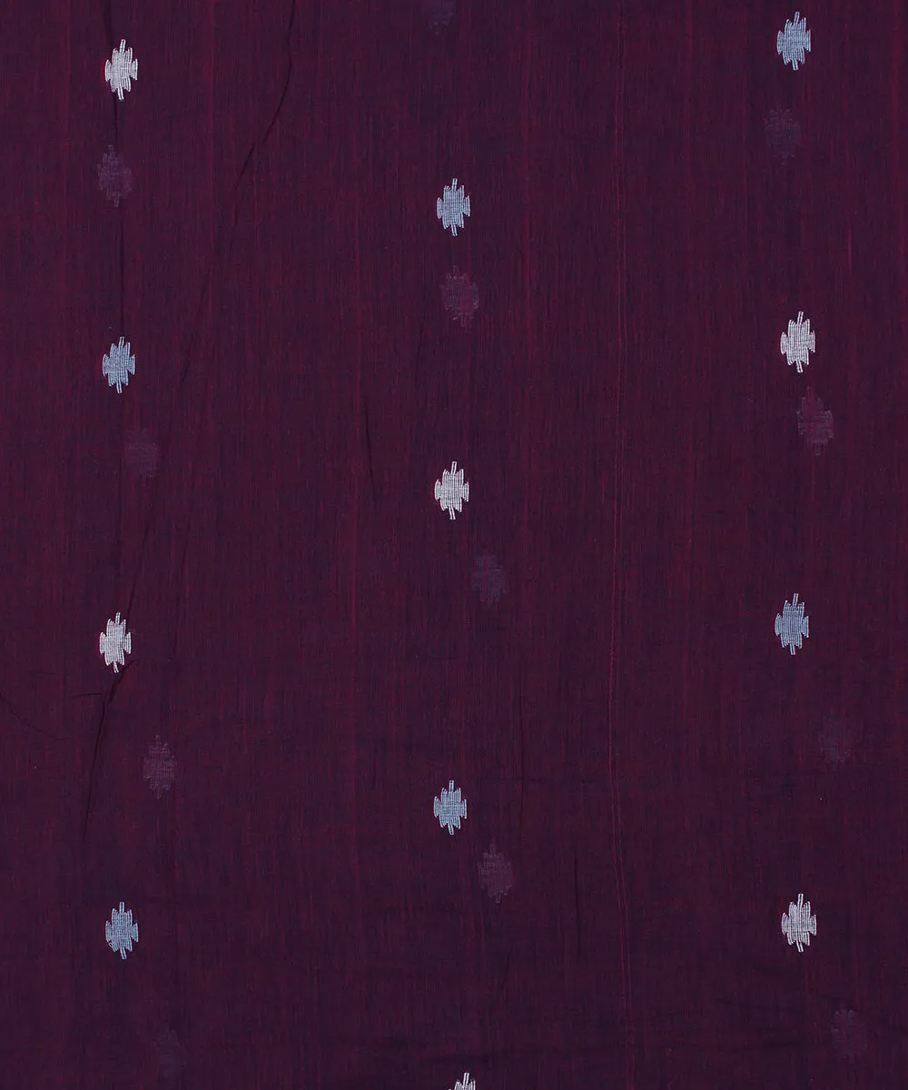 Wine handwoven jamdani cotton fabric